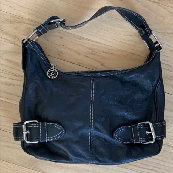 Franco Sarto Black Leather Shoulder Bag - Picture 1 of 5